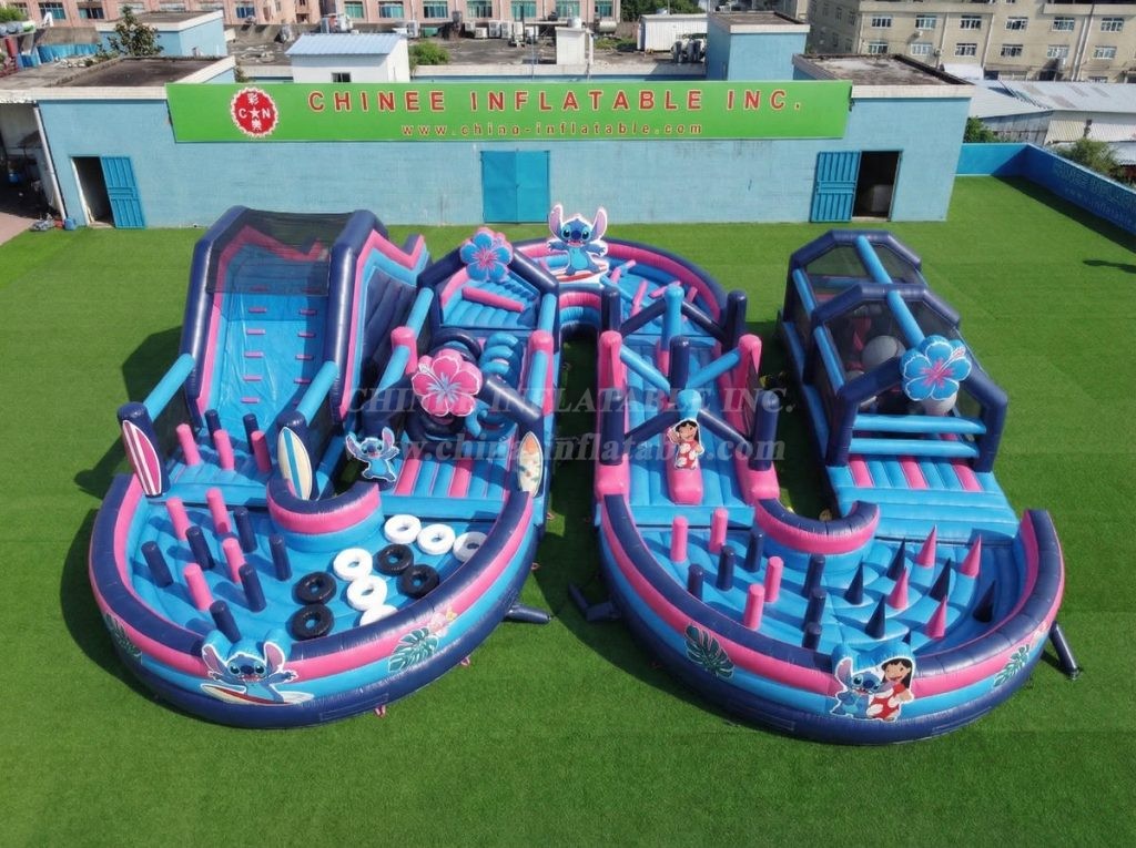 CR2-732 Lilo & Stitch Theme Ginat Inflatable Obstacle Courses Challenging Run