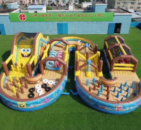 CR2-757 SpongeBob Theme Ginat Inflatable Obstacle Courses Challenging Run