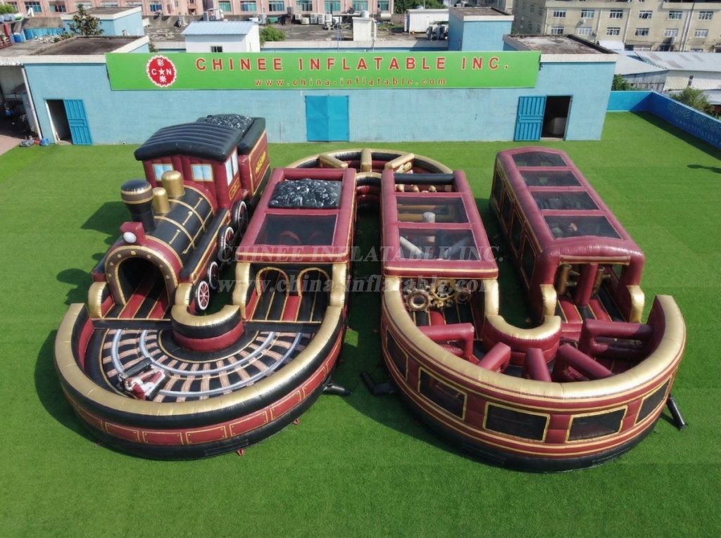CR2-768 Train Theme Ginat Inflatable Obstacle Courses Challenging Run