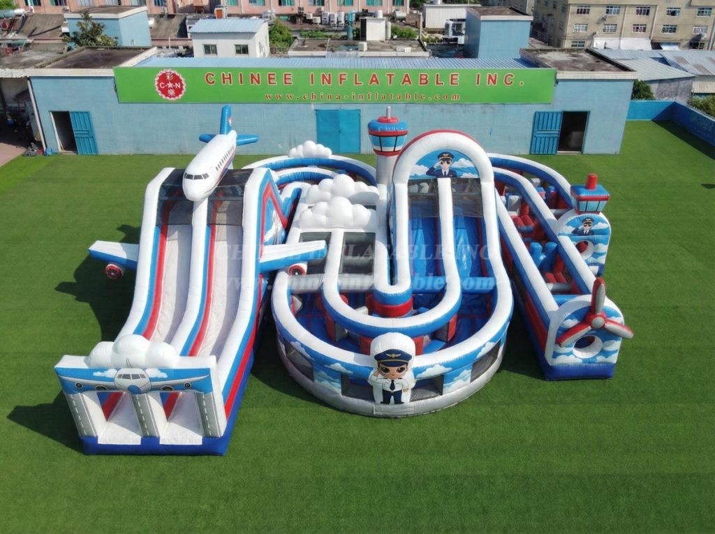 CR2-774 Airplane Theme Giant Inflatable Obstacle Courses Challenging Run
