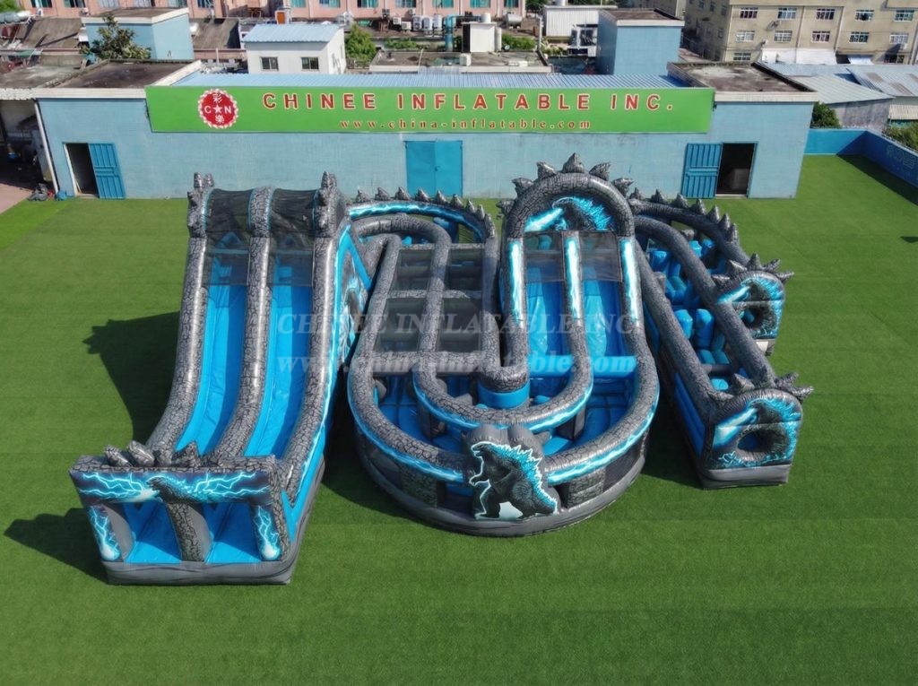 CR2-799 Godzilla Theme Giant Inflatable Obstacle Courses Challenging Run