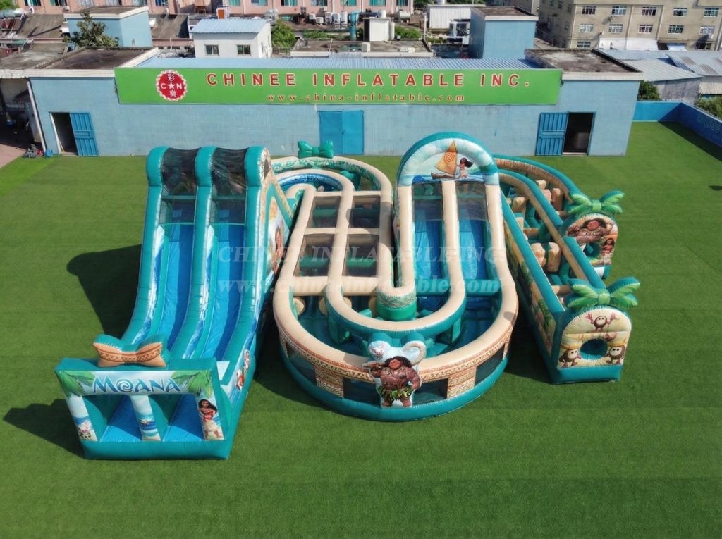 CR2-813 Moana Theme Giant Inflatable Obstacle Courses Challenging Run