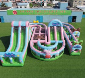 CR2-821 Peppa Pig Theme Giant Inflatable Obstacle Courses Challenging Run
