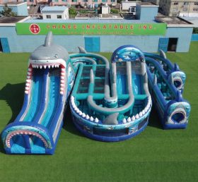 CR2-830 Shark Theme Giant Inflatable Obstacle Courses Challenging Run