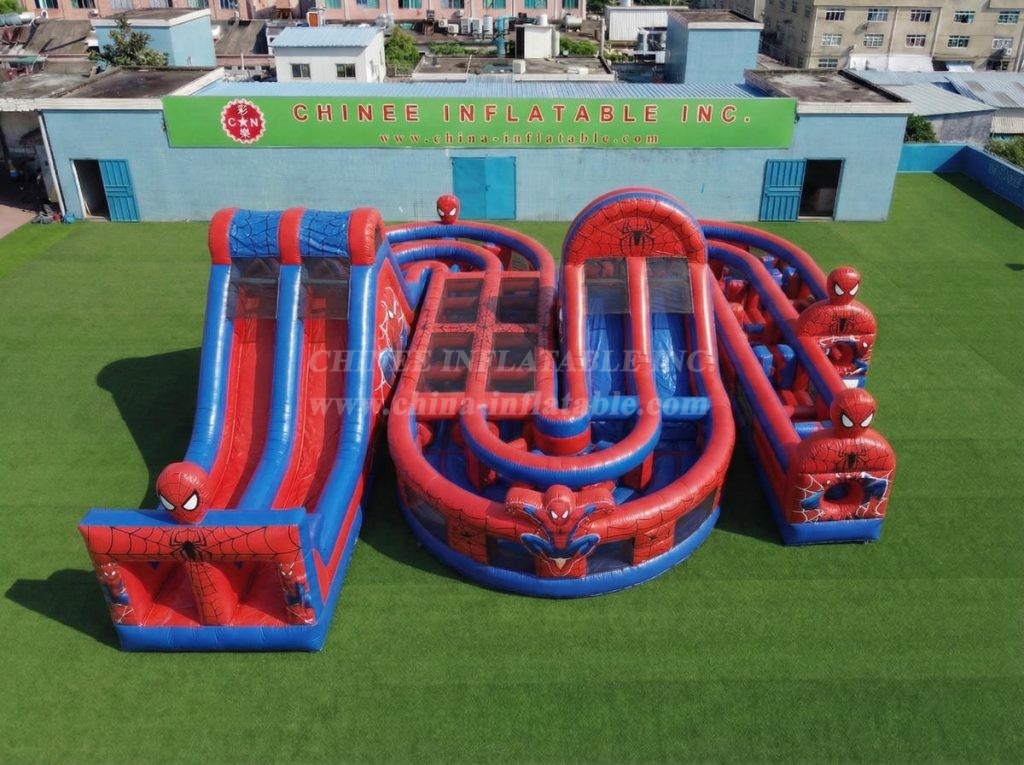 CR2-834 Spider-Man Theme Giant Inflatable Obstacle Courses Challenging Run