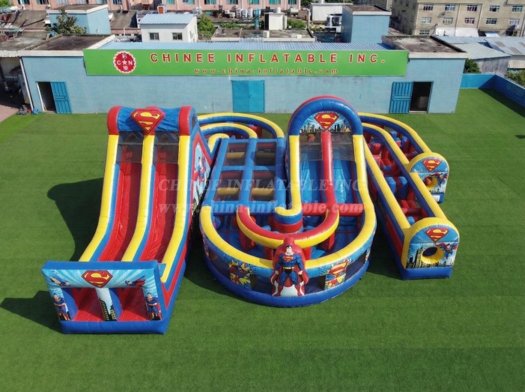 CR2-839 Superman Theme Giant Inflatable Obstacle Courses Challenging Run