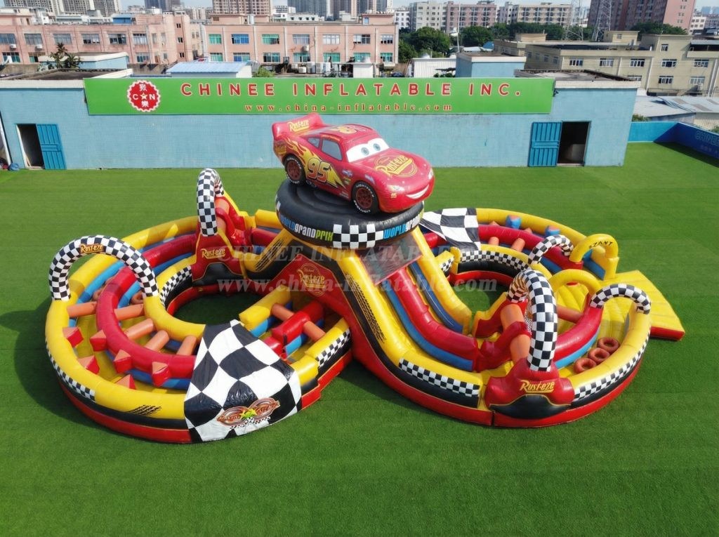 CR2-939 Cars Theme Ginat Inflatable Obstacle Courses Challenging Run