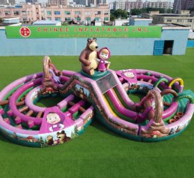 CR2-954 Masha And The Bear Theme Ginat Inflatable Obstacle Courses Challenging Run