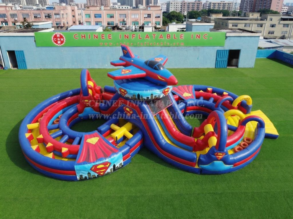 CR2-978 Superman Theme Ginat Inflatable Obstacle Courses Challenging Run