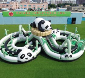 CR2-991 Panda Theme Ginat Inflatable Obstacle Courses Challenging Run