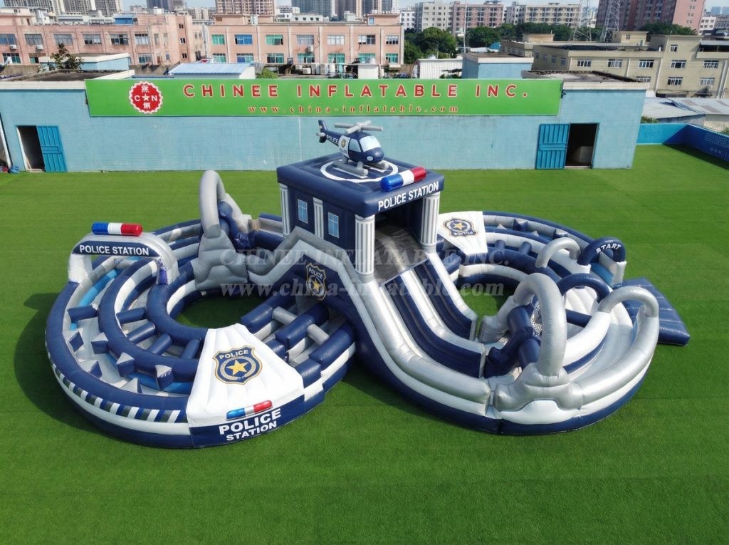 CR2-994 Police Station Theme Ginat Inflatable Obstacle Courses Challenging Run