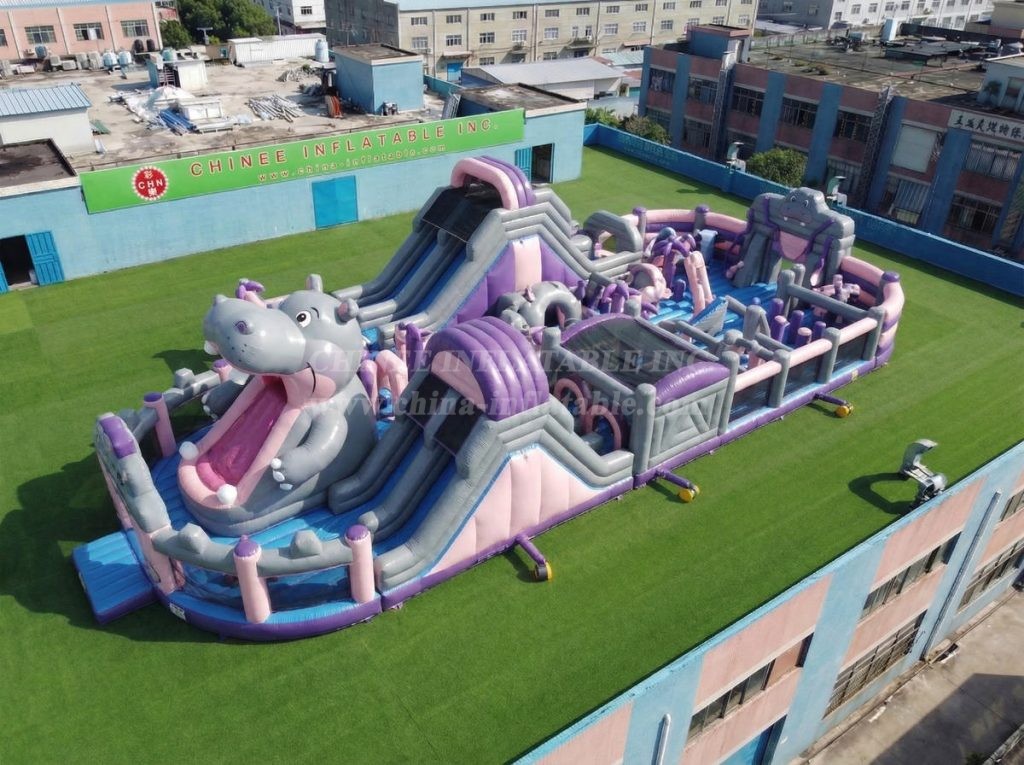 GF3-704 Hippo Theme Inflatable Playground