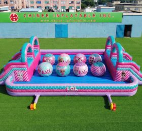 T11-4751J LOL Surprise Theme Inflatable Dual Wipeout Big Balls Obstacle Course