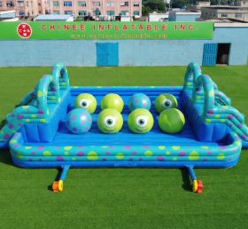 T11-4751N Monsters Inc Theme Inflatable Dual Wipeout Big Balls Obstacle Course