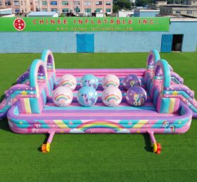 T11-4751O My Little Pony Theme Inflatable Dual Wipeout Big Balls Obstacle Course
