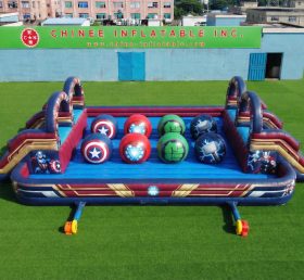 T11-4751W The Avengers Theme Inflatable Dual Wipeout Big Balls Obstacle Course
