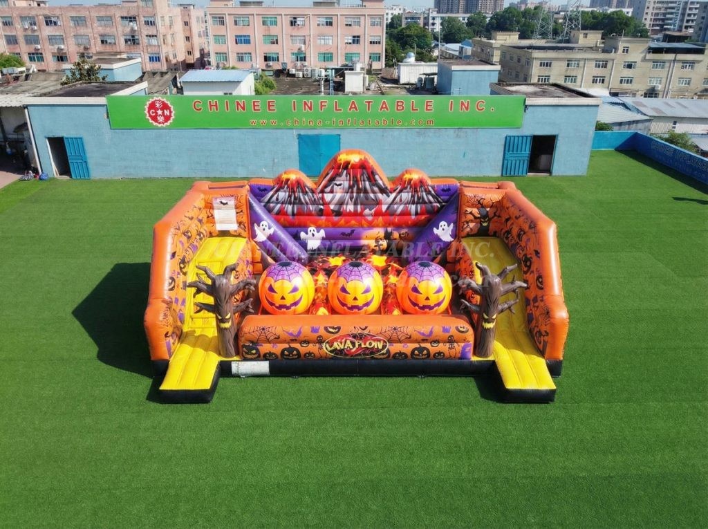 T11-4750F Halloween Theme Inflatable Wipeout Big Balls Obstacle Course