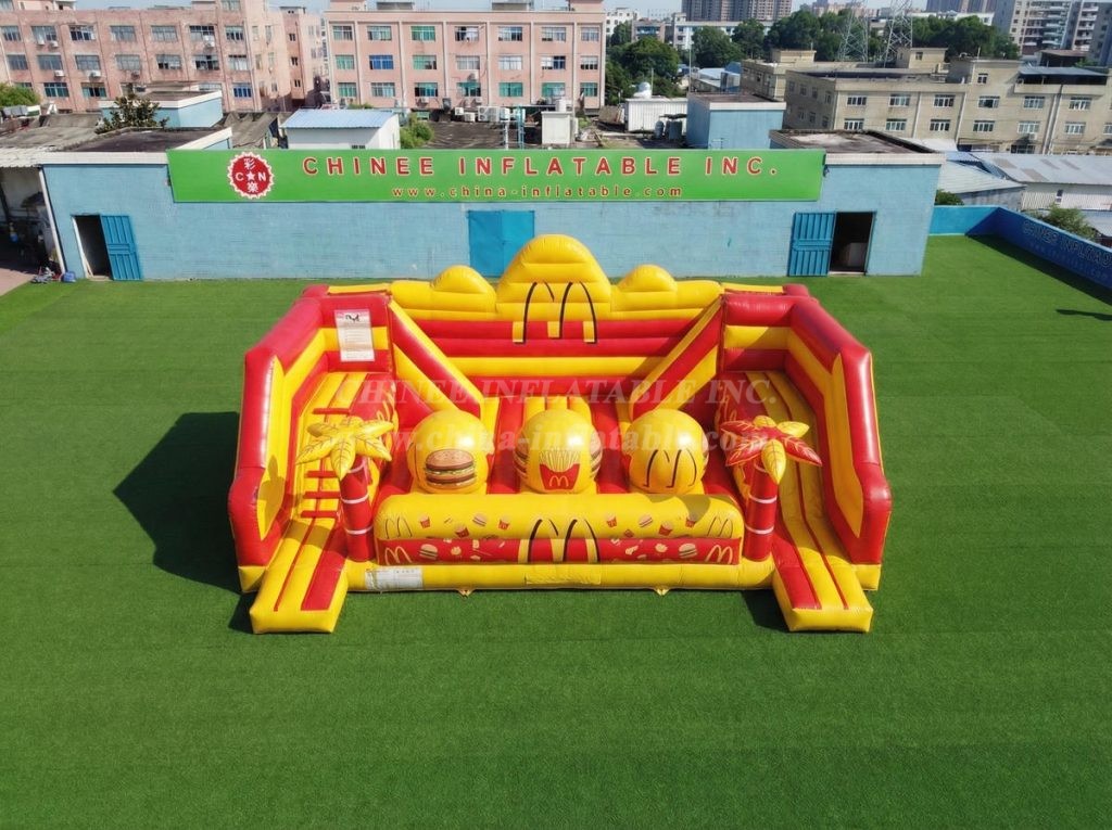 T11-4750H McDonald Theme Inflatable Wipeout Big Balls Obstacle Course
