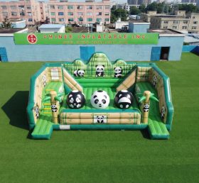 T11-4750I Panda Theme Inflatable Wipeout Big Balls Obstacle Course