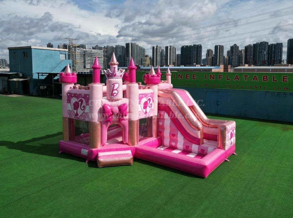 T2-8774 Barbie Theme Bouncy Castle with Slide & Pool