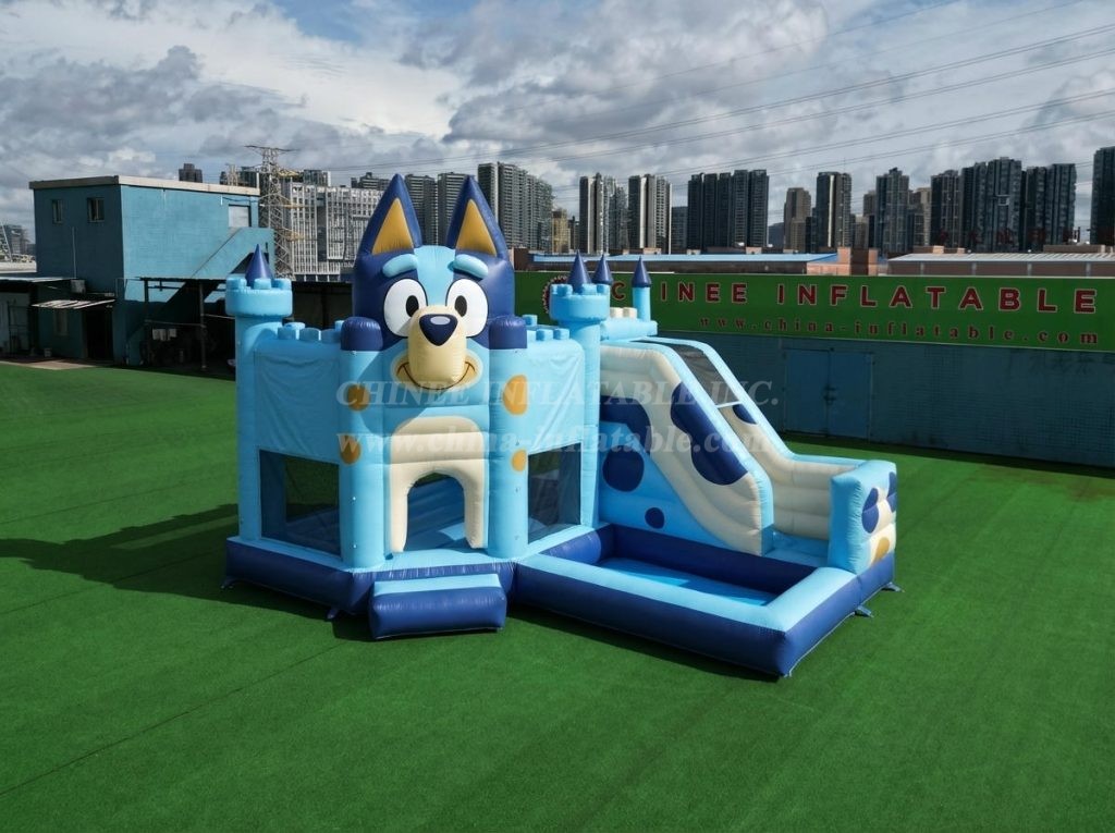 T2-8782 Bluey Theme Bouncy Castle with Slide & Pool