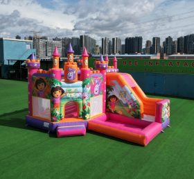 T2-8792 Dora Theme Bouncy Castle with Slide & Pool
