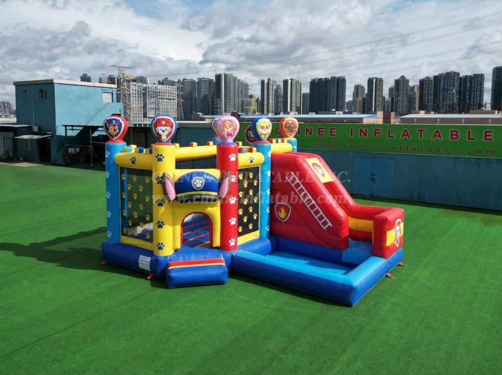 T2-8819 Paw Patrol Theme Bouncy Castle with Slide & Pool