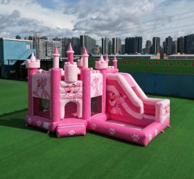 T2-8821 Pink Panther Theme Bouncy Castle with Slide & Pool