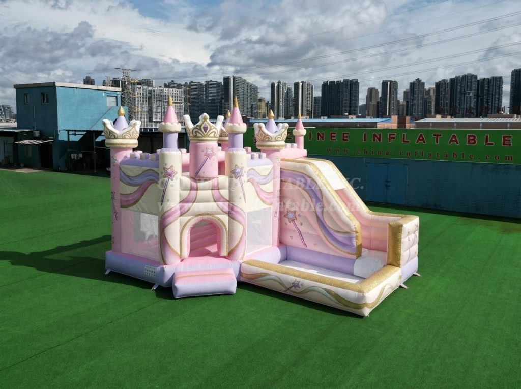 T2-8825 Princess Parties Theme Bouncy Castle with Slide & Pool