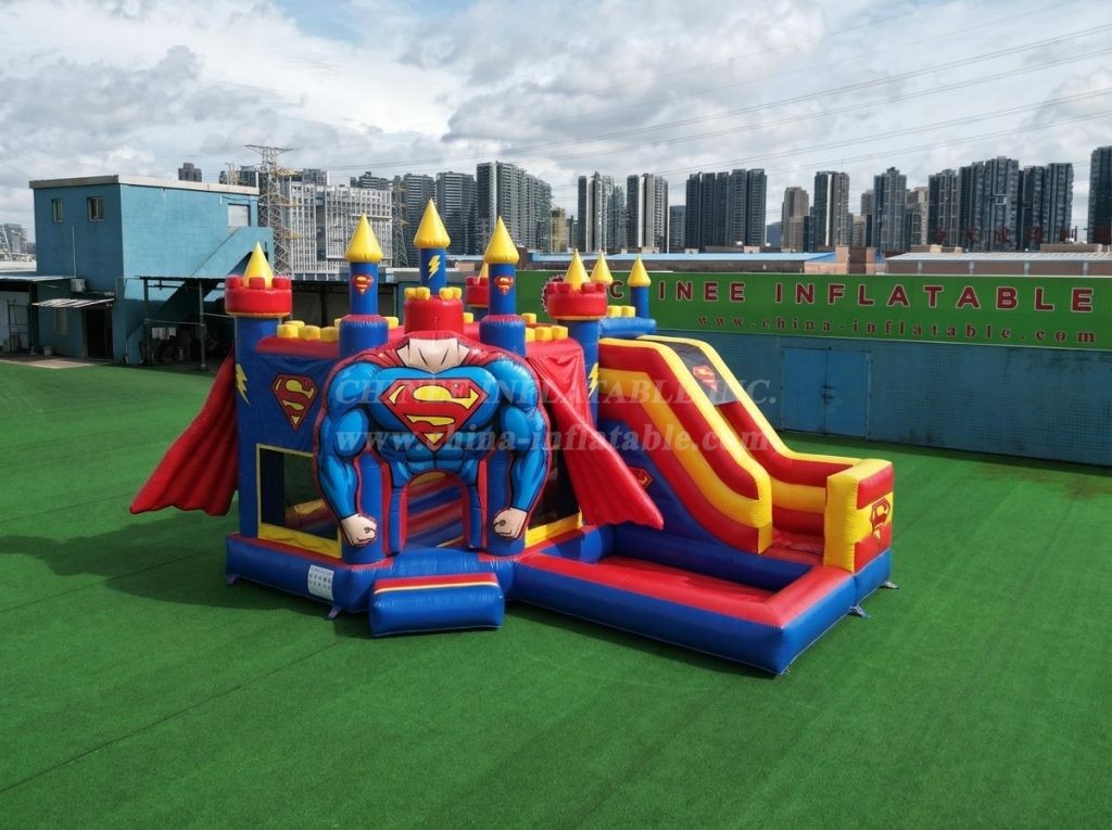 T2-8841 Superman Theme Bouncy Castle with Slide & Pool
