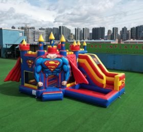 T2-8841 Superman Theme Bouncy Castle with Slide & Pool