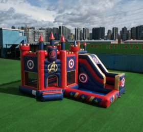 T2-8843 The Avengers Theme Bouncy Castle with Slide & Pool