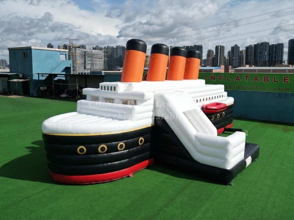 T2-8852 Titanic Theme Bouncy Castle with Slide & Pool