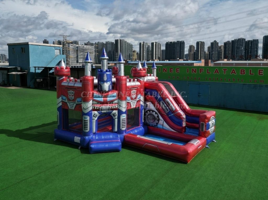 T2-8855 Transformers Theme Bouncy Castle with Slide & Pool