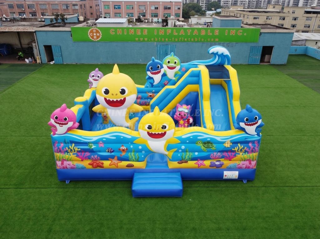 T2-8860 Baby Shark Theme Bouncy Castle With Slide
