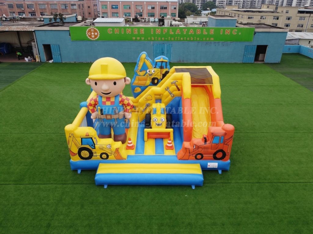 T2-8868 Bob The Builder Theme Bouncy Castle With Slide