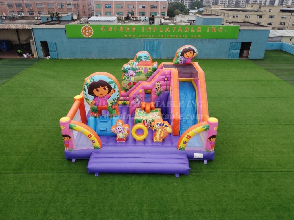 T2-8876 Dora Theme Bouncy Castle With Slide