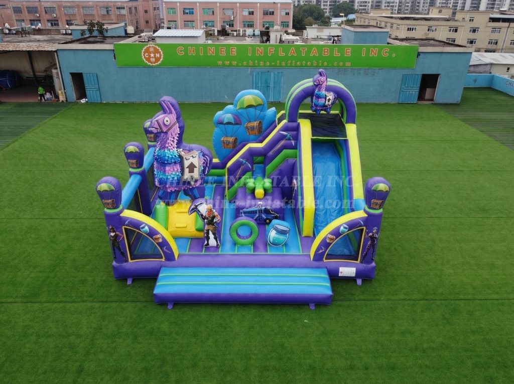 T2-8877 Fortnite Theme Bouncy Castle With Slide