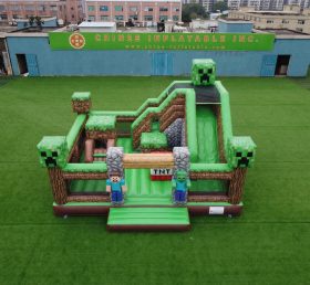 T2-8888 Minecraft Theme Bouncy Castle With Slide