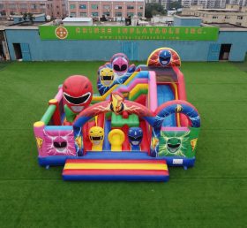 T2-8902 Power Rangers Theme Bouncy Castle With Slide