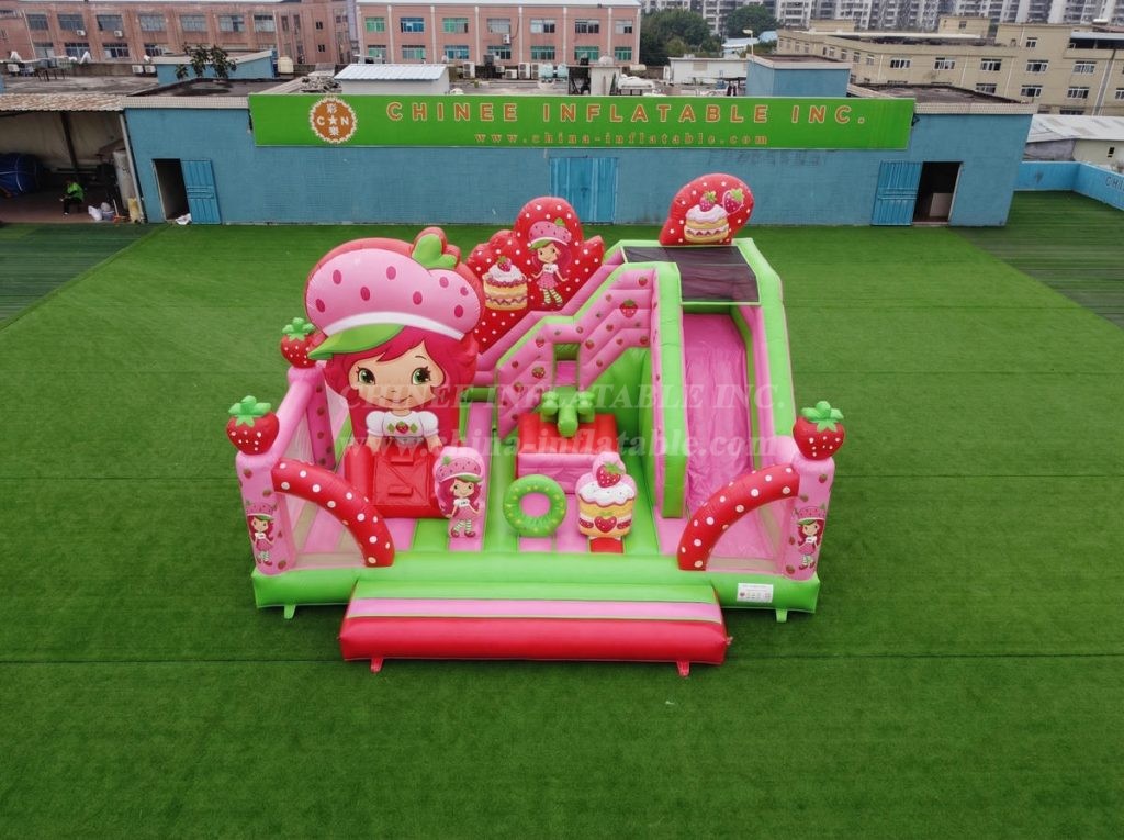 T2-8916 Strawberry Shortcake Theme Bouncy Castle With Slide
