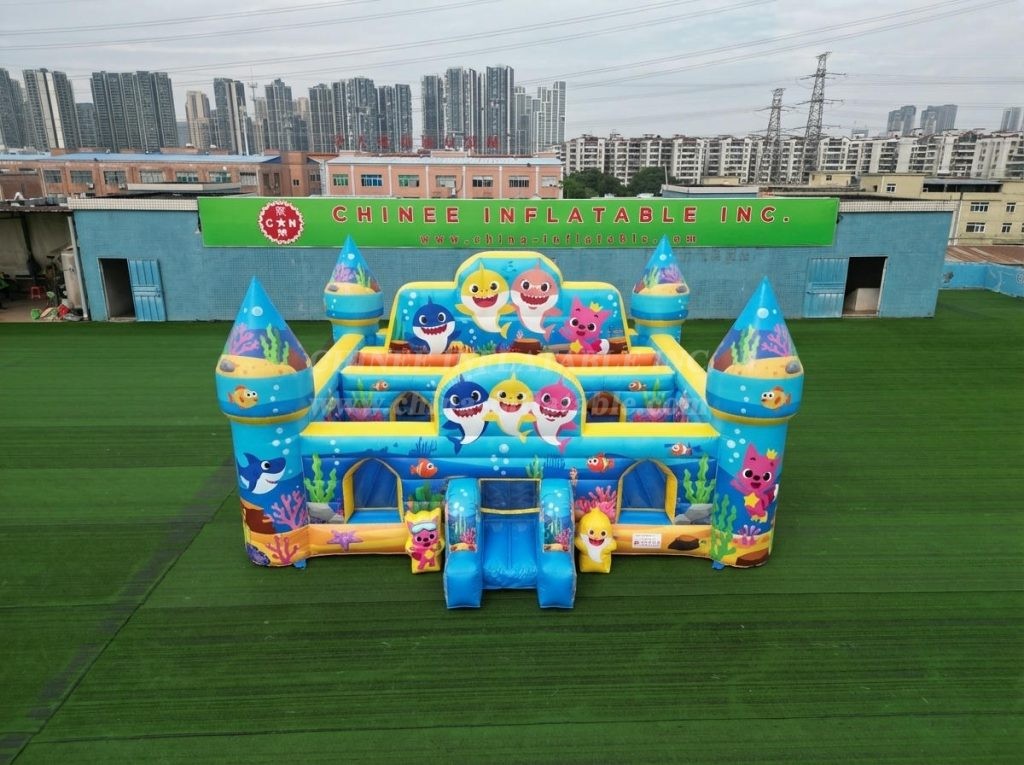 T5-3142 Baby Shark Theme Inflatable Castle