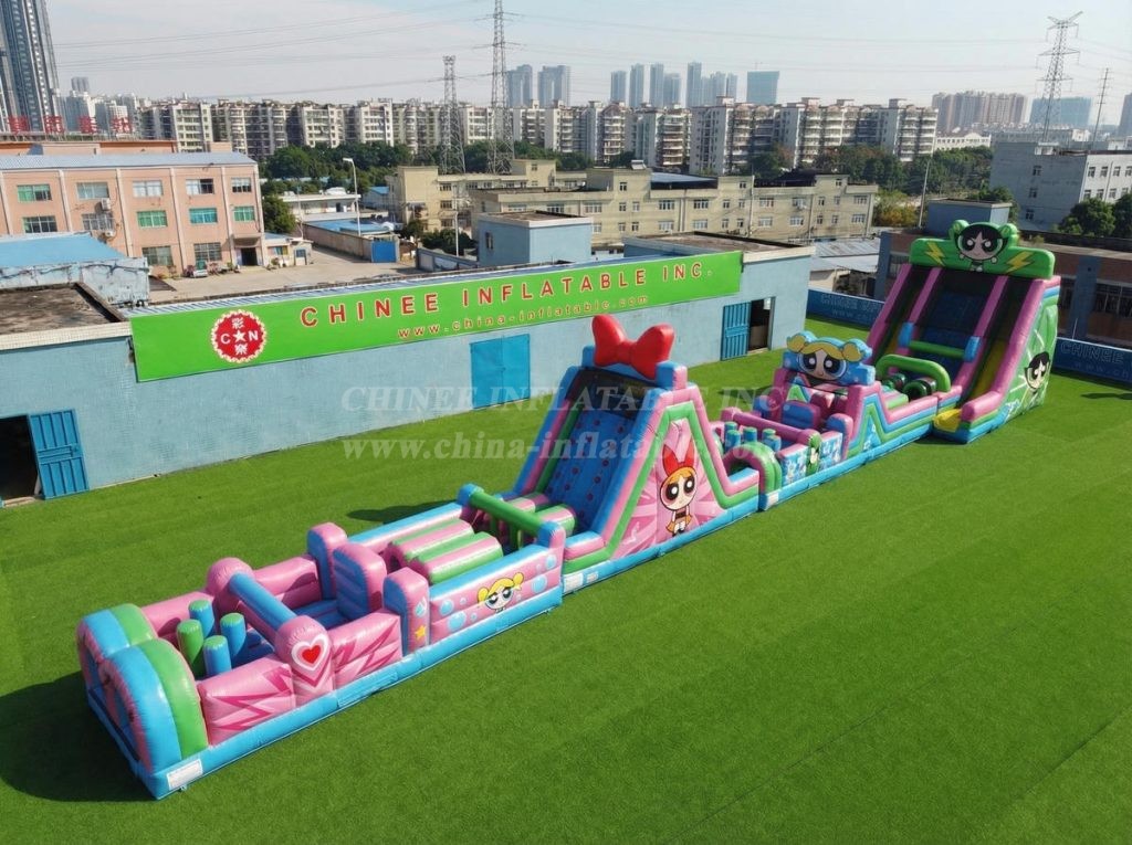 T7-4645 The Powerpuff Girls Theme Infltable Obstacle Courses