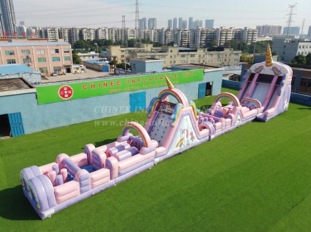 T7-4662 Unicorn Theme Infltable Obstacle Courses