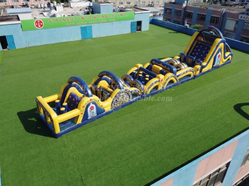 T7-4685 Beauty And The Beast Theme Inflatable Obstacle Courses