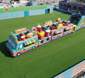 T7-4728 Food Trucks Theme Inflatable Obstacle Courses