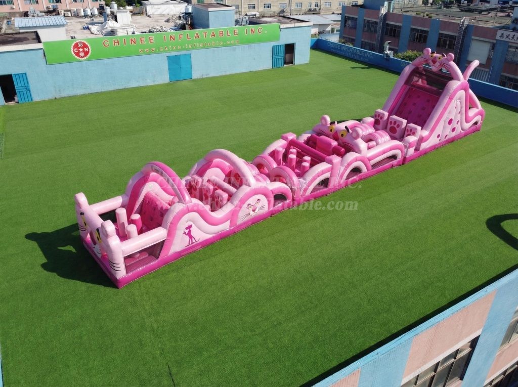 T7-4785 Pink Panther Theme Inflatable Obstacle Courses