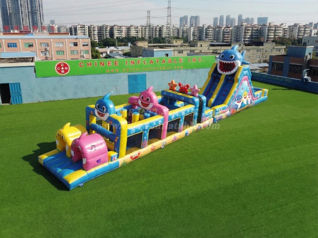 T7-4861 Baby Shark Theme Inflatable Obstacle Courses