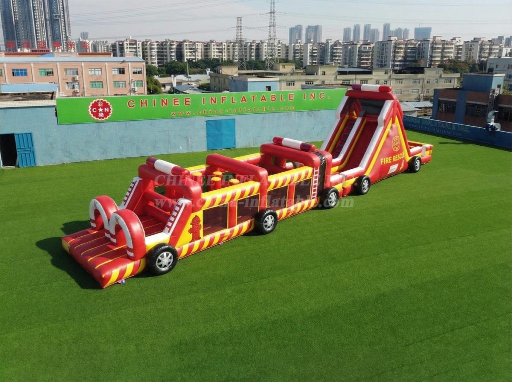 T7-4907 Firetruck Theme Inflatable Obstacle Courses