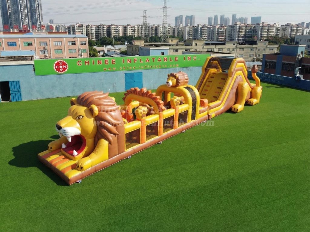 T7-4928 Lion Theme Inflatable Obstacle Courses